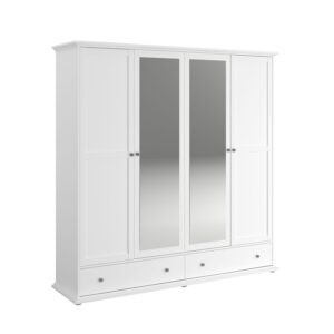 Armoire 4 portes et 2 tiroirs blanche - SHALLO